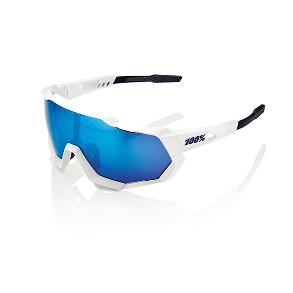 OCCHIALI DA SOLE 100% SPEEDTRAP - MATTE WHITE - LENTI HIPER A SPECCHIO BLU MULTILAYER