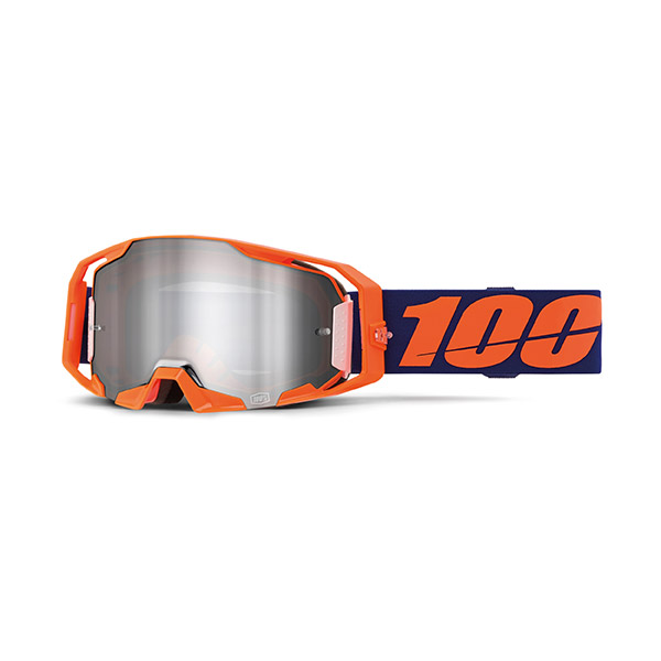 MASCHERA 100% ARMATIC NEON ORANGE - LENTE A SPECCHIO ARGENTO