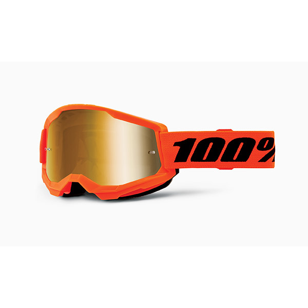 MASCHERA 100% STRATA 2 JUNIOR NEON ORANGE - LENTE A SPECCHIO ORO