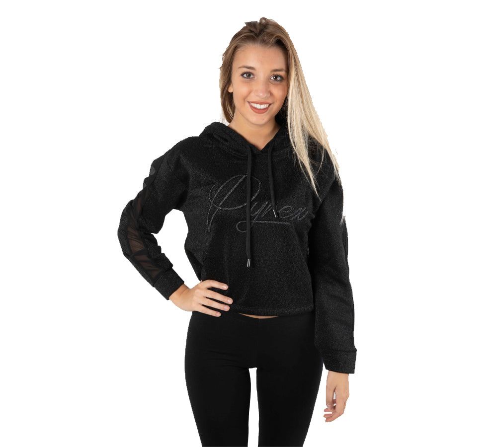 Felpa Donna Glitterata Con Cappuccio