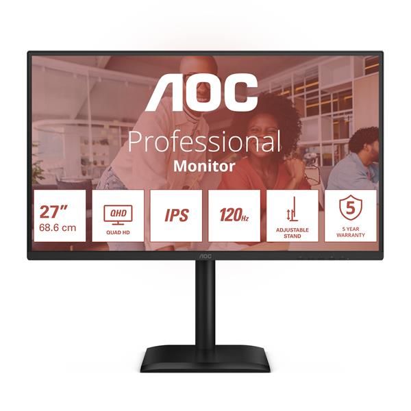 AOC E4 Q27E4U Monitor PC 68,6 cm [27] 2560 x 1440 Pixel Quad HD LED Nero (27IN IPS WLED 2560X1440 16:9 - 1500:1 4MS HDMI DP)
