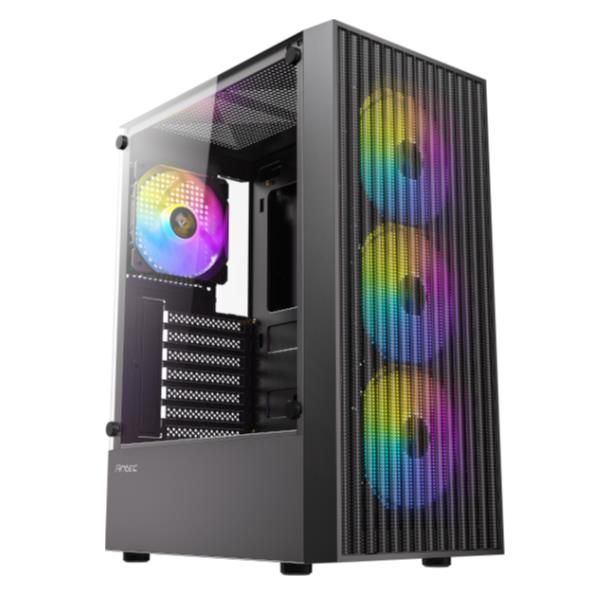 Antec AX27 RGB Midi Tower Nero (Antec AX27 RGB Elite Mid-Tower Gaming PC Case with Tempered Glass, Full Mesh Front Panel, 4 Pre-installed 120mm Fixed-RGB Fans, ATX/Micro-ATX/ITX Compatible, Black)