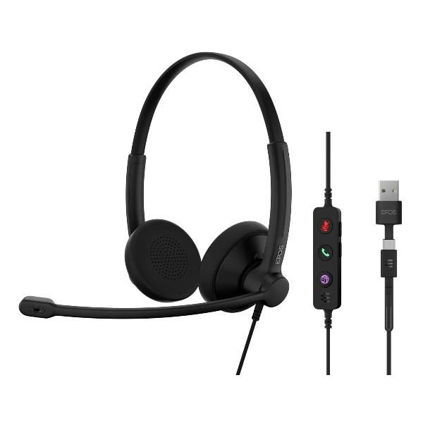 EPOS 1001421 cuffia e auricolare Cablato A Padiglione Ufficio USB Type-C / USB Type-A Nero ([Public Sector Pricing available on request] EPOS IMPACT 100 MS Stereo USB-C+A [2Years warranty])