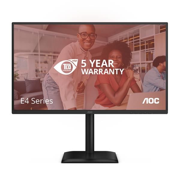 AOC E4 Q27E4CV Monitor PC 68,6 cm [27] 2560 x 1440 Pixel Quad HD LED Nero (AOC Q27E4CV - Monitor a LED - 27 - 2560 x 1440 QHD @ 120 Hz - IPS - 350 cd/m? - 1500:1 - 4 ms - HDMI, DisplayPort, USB-C - a