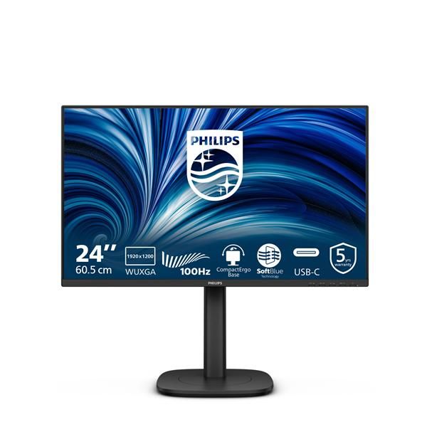 Philips Serie 3000 24B2N3200D/00 Monitor PC 61,2 cm [24.1] 1920 x 1200 Pixel WUXGA LCD Nero (Philips 24B2N3200D - 3000 Series - LED monitor - 24 - 1920 x 1200 WUXGA @ 100 Hz - IPS - 300 cd/m? - 1500: