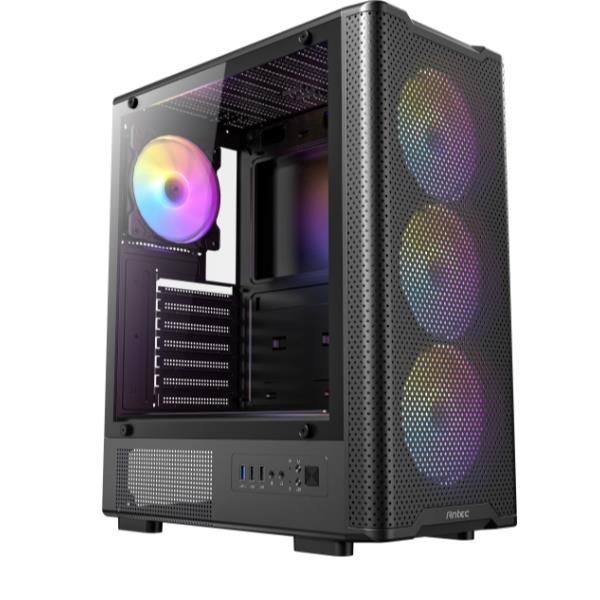 Antec VX-310 ARGB Midi Tower Nero (Antec VX310 ARGB Mid-Tower Gaming PC Case - Pre-Installed 4 x 120mm ARGB Fans, Tempered Glass Side Panel, High-Airflow Mesh Front - ATX/Micro-ATX/ITX)