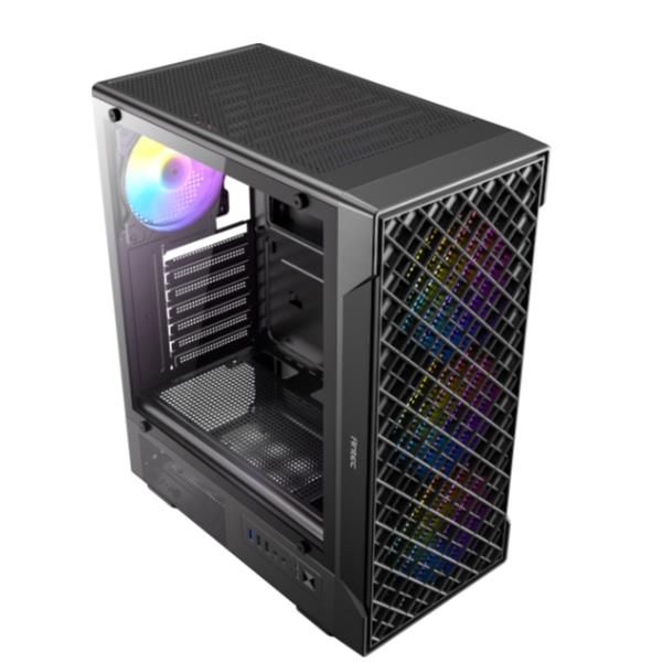 Antec VX-320 ARGB Midi Tower Nero (Antec VX320 ARGB Mid-Tower Gaming PC Case - Pre-Installed 4 x 120mm ARGB Fans, Tempered Glass Side Panel, High-Airflow Mesh Front - ATX/Micro-ATX/ITX)