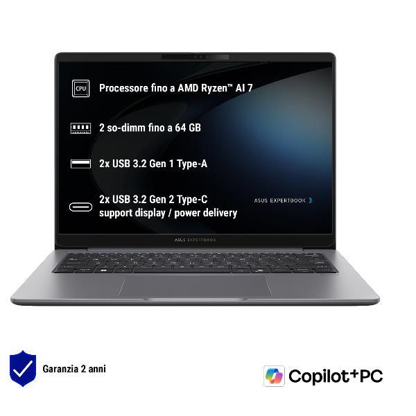 ASUS ExpertBook PM3 PM3606CKA-MB0184X - 16 WUXGA ANTI-GLARE NON-TOUCH,300NITS,NTSC - Ryzen AI R7-350 - DDR5 16G - 1TB 2280 PCIE G4 - Shared - MISTY GREY - WIN11 PRO - 2YP&R
