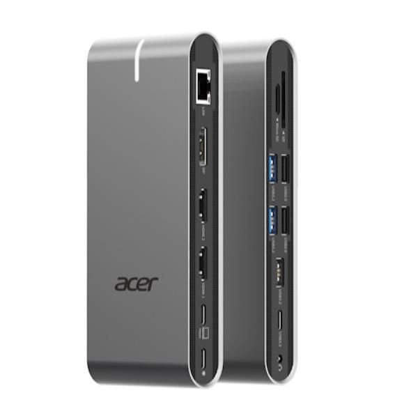 Acer HP.DSCAB.022 replicatore di porte e docking station per laptop Cablato USB 3.2 Gen 1 [3.1 Gen 1] Type-C Argento (ACER TYPEC DOCKING 15IN1 - HDMI DP USB-A USB-C RJ45)