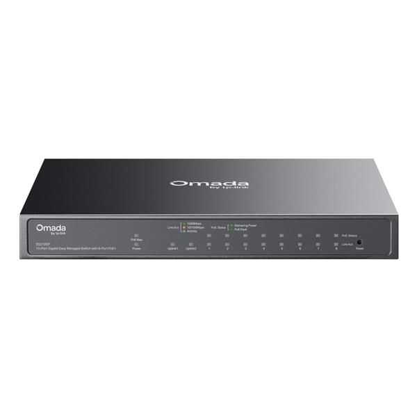 TP-Link Omada ES210GP switch di rete Gestito L2 Gigabit Ethernet [10/100/1000] Supporto Power over Ethernet [PoE] DIN rail Nero (TP-LINK Switch Omada ES210GP 10xGBit 8xPoE+ Managed)