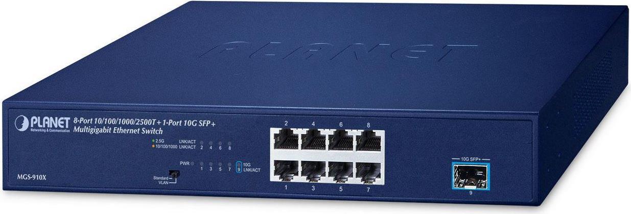 Planet Mgs Rackmount 2.5g Switch, 8x RJ-45, 1x Sfp+, 120w Poe+ (mgS-910x)