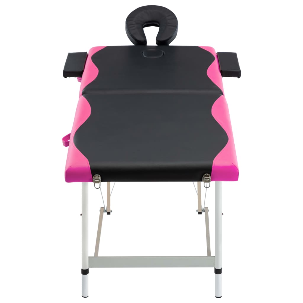Lettino Massaggio Pieghevole 2 Zone In Alluminio Nero E Rosa