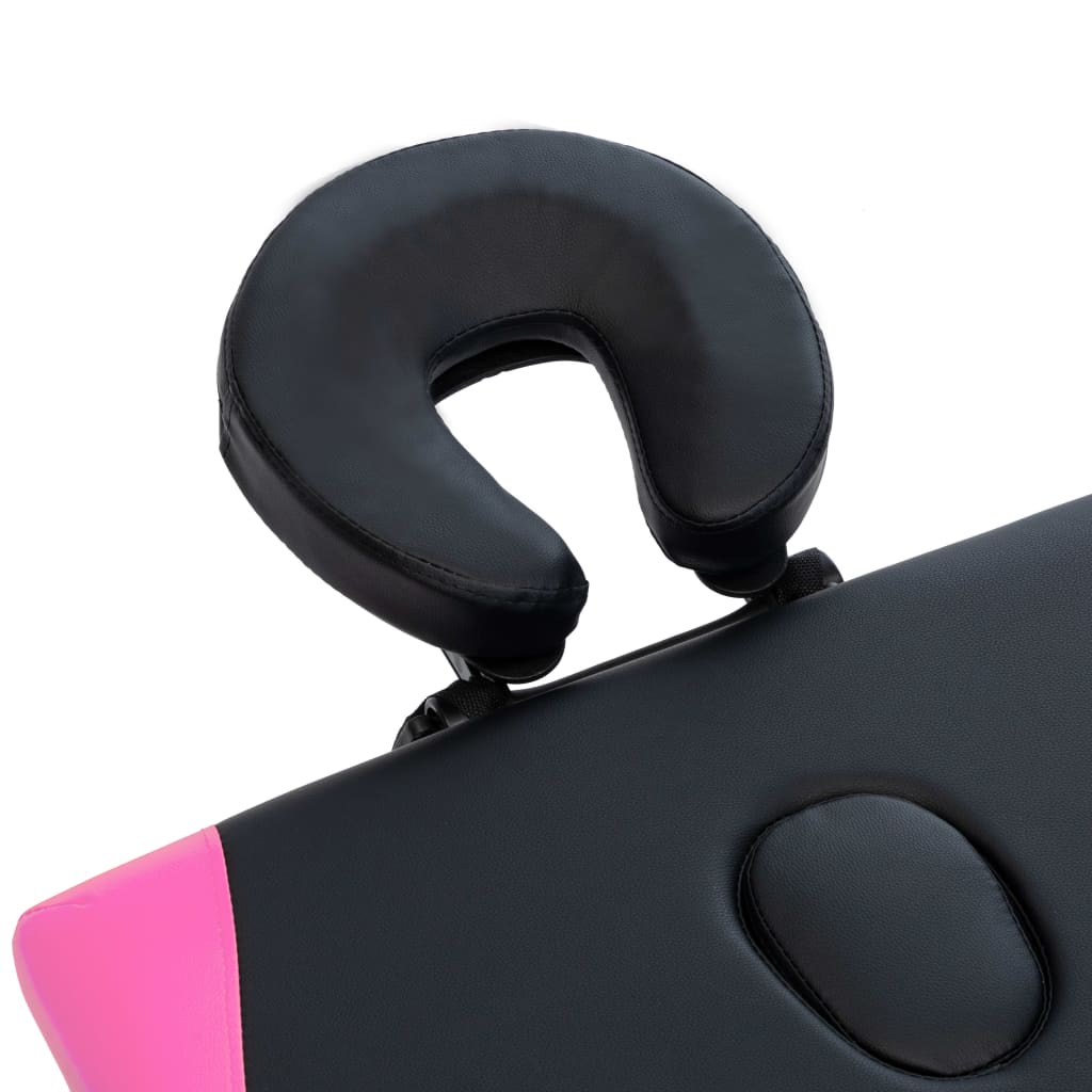 Lettino Massaggio Pieghevole 2 Zone In Alluminio Nero E Rosa - Image 4