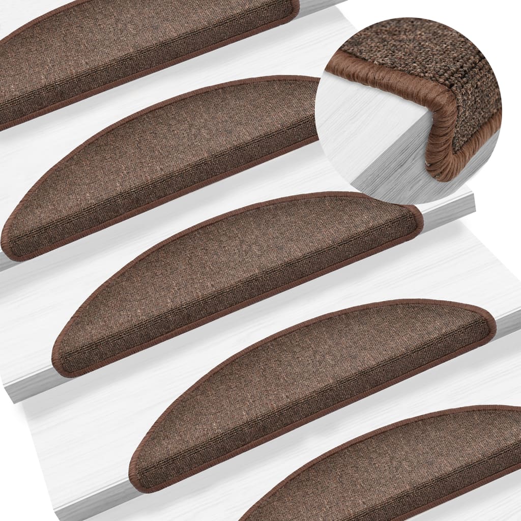 Tappetini Per Scale 15 Pz 56x17x3 Cm Marrone Caffè Semicircolari