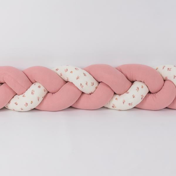 Treccia Paracolpi Per Culla E Lettino Fiori Rosa/rosa Scuro