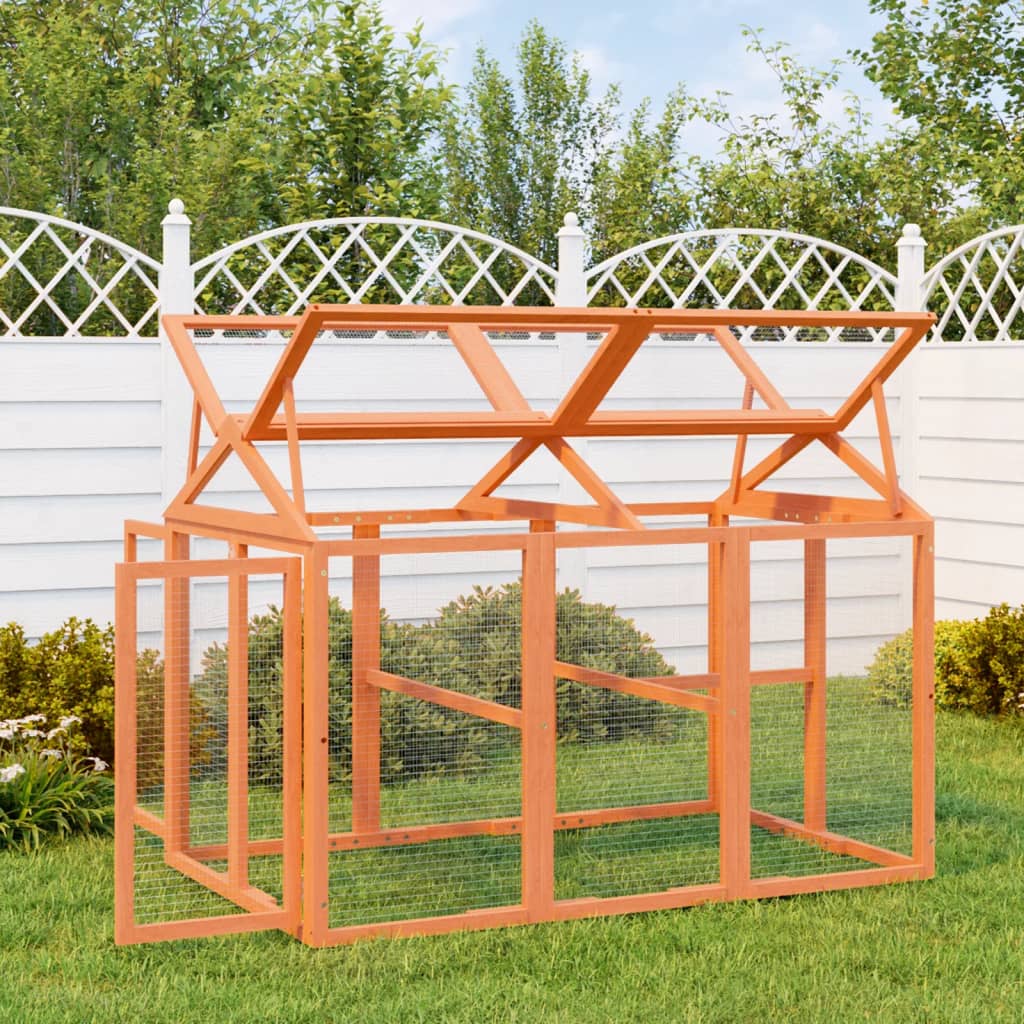 Box Per Animali Marrone 141x94x104 Cm In Legno Massello Di Pino