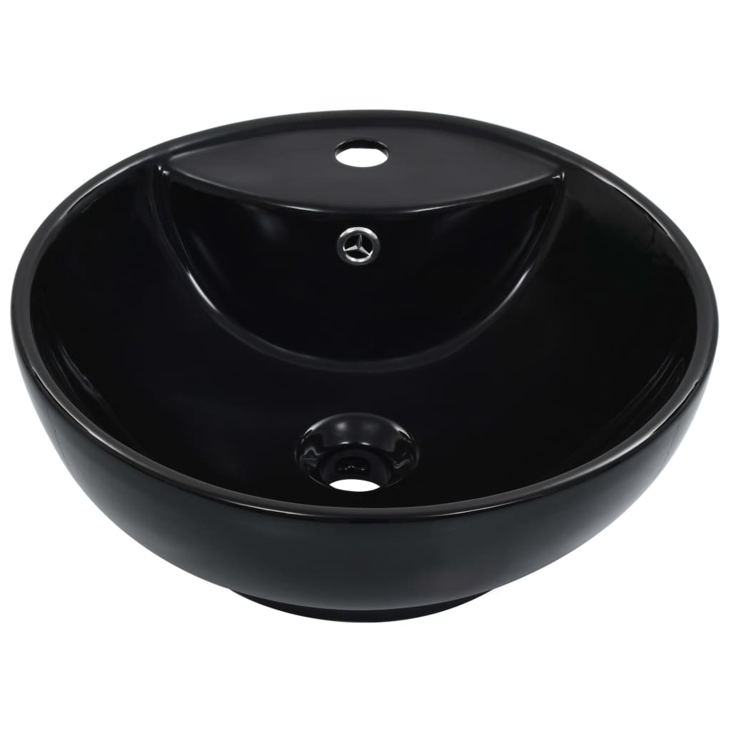 Lavandino Con Troppopieno 46,5x18 Cm In Ceramica Nero