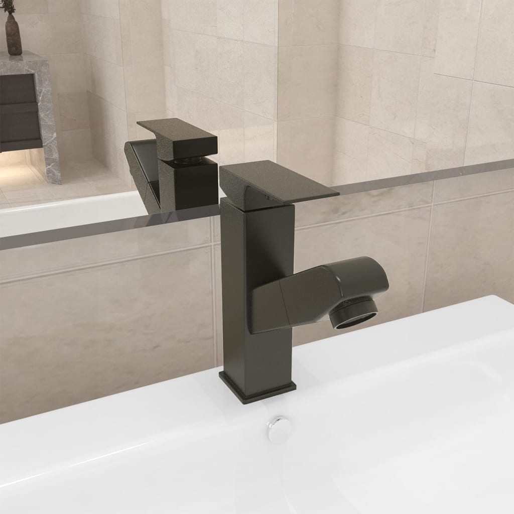 Rubinetto Lavabo Da Bagno Funzione Estraibile Grigio 157x172 mm