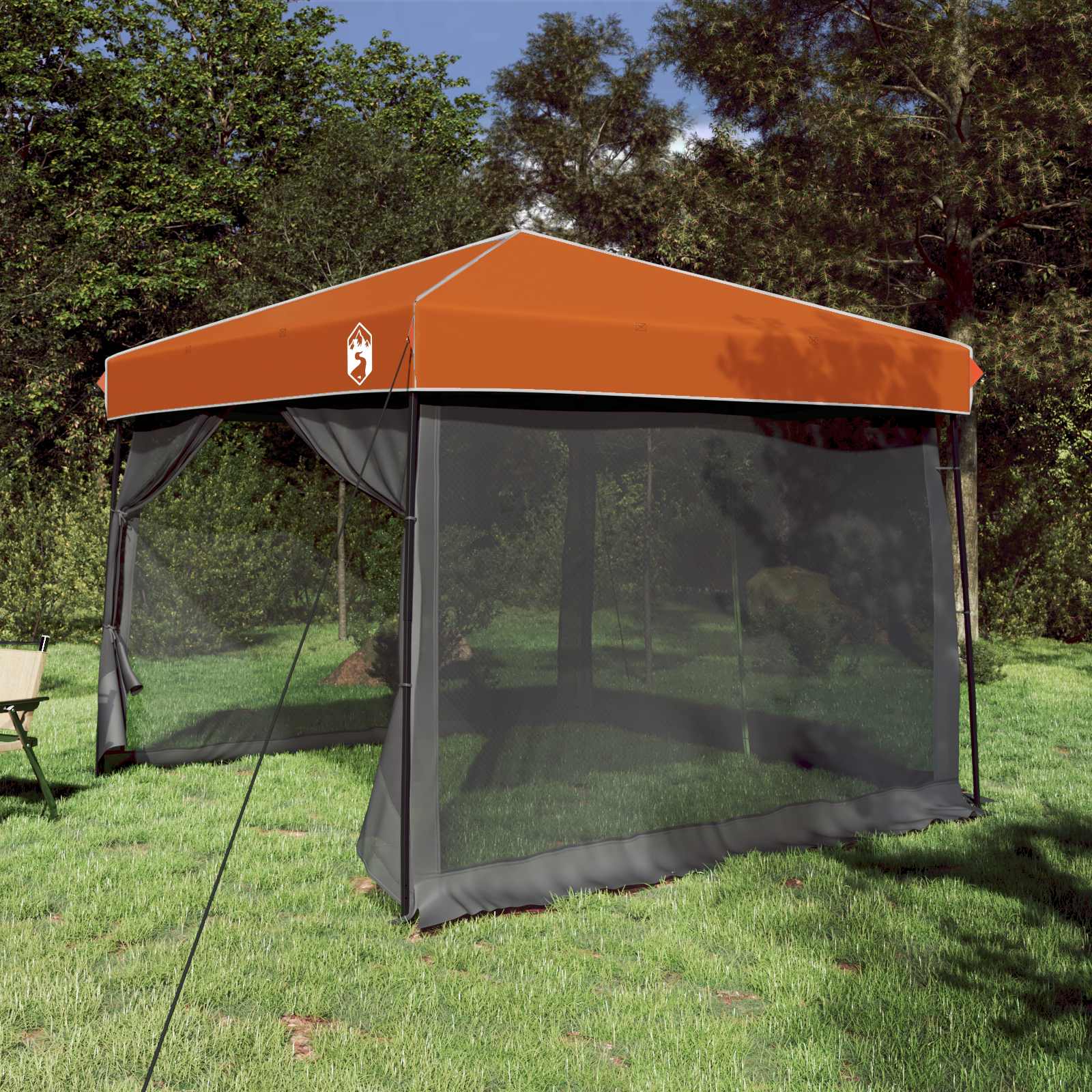 Set Di Tende Da Campeggio Con Tetto 2 Pcs Grigio E Arancione