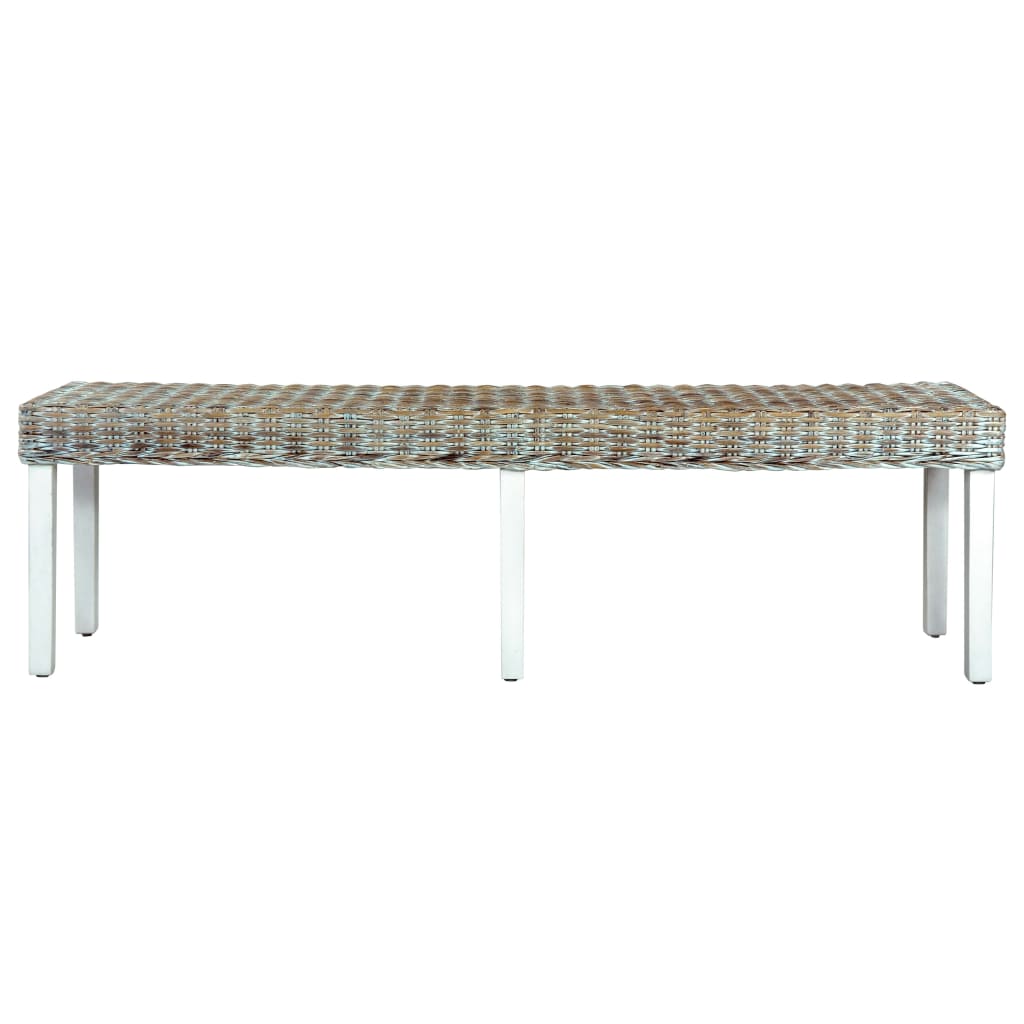 Panca 160 Cm Bianca In Rattan Naturale Kubu E Massello Di Mango