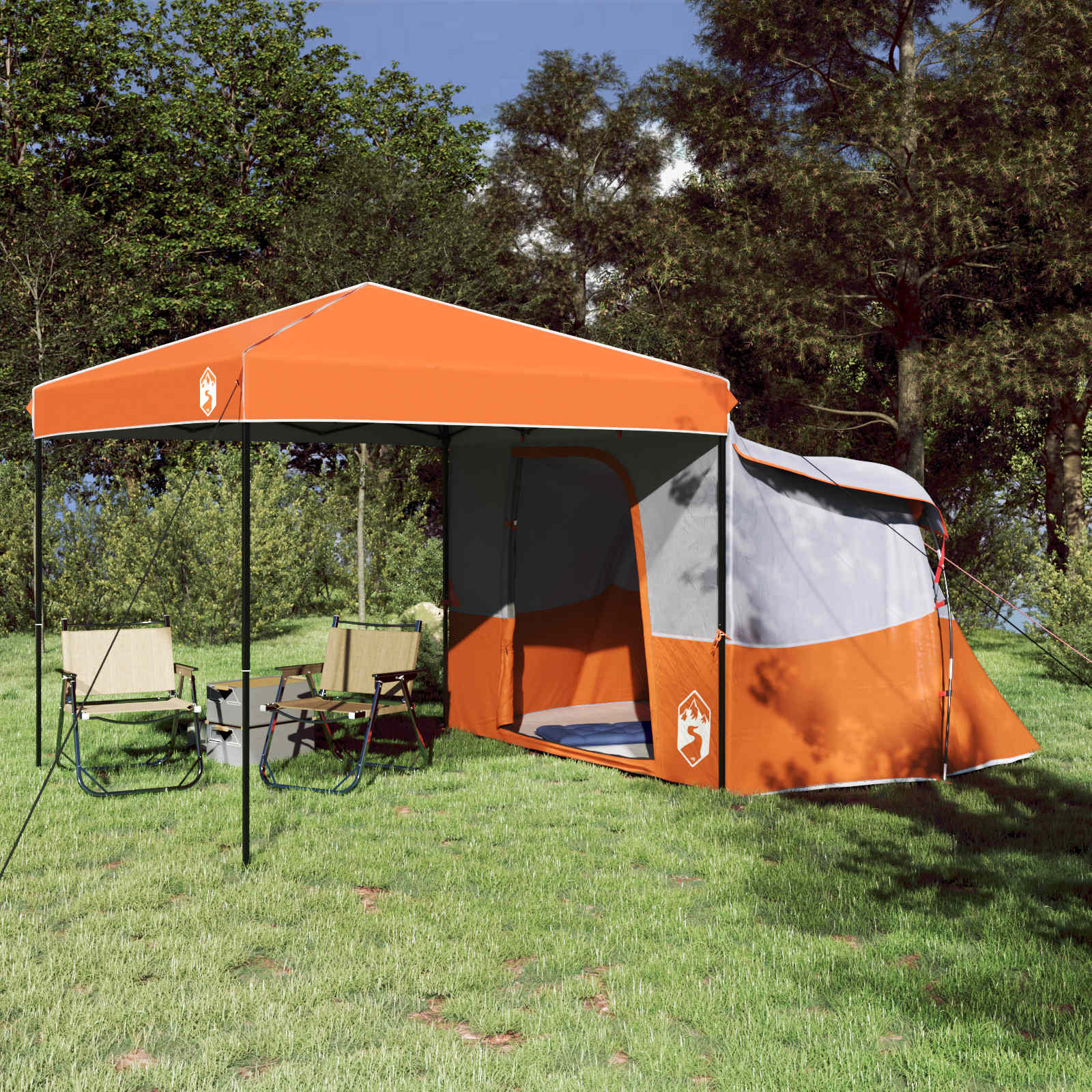 Set Di Tende Da Campeggio 2 Pcs Arancione Taffeta E Tessuto