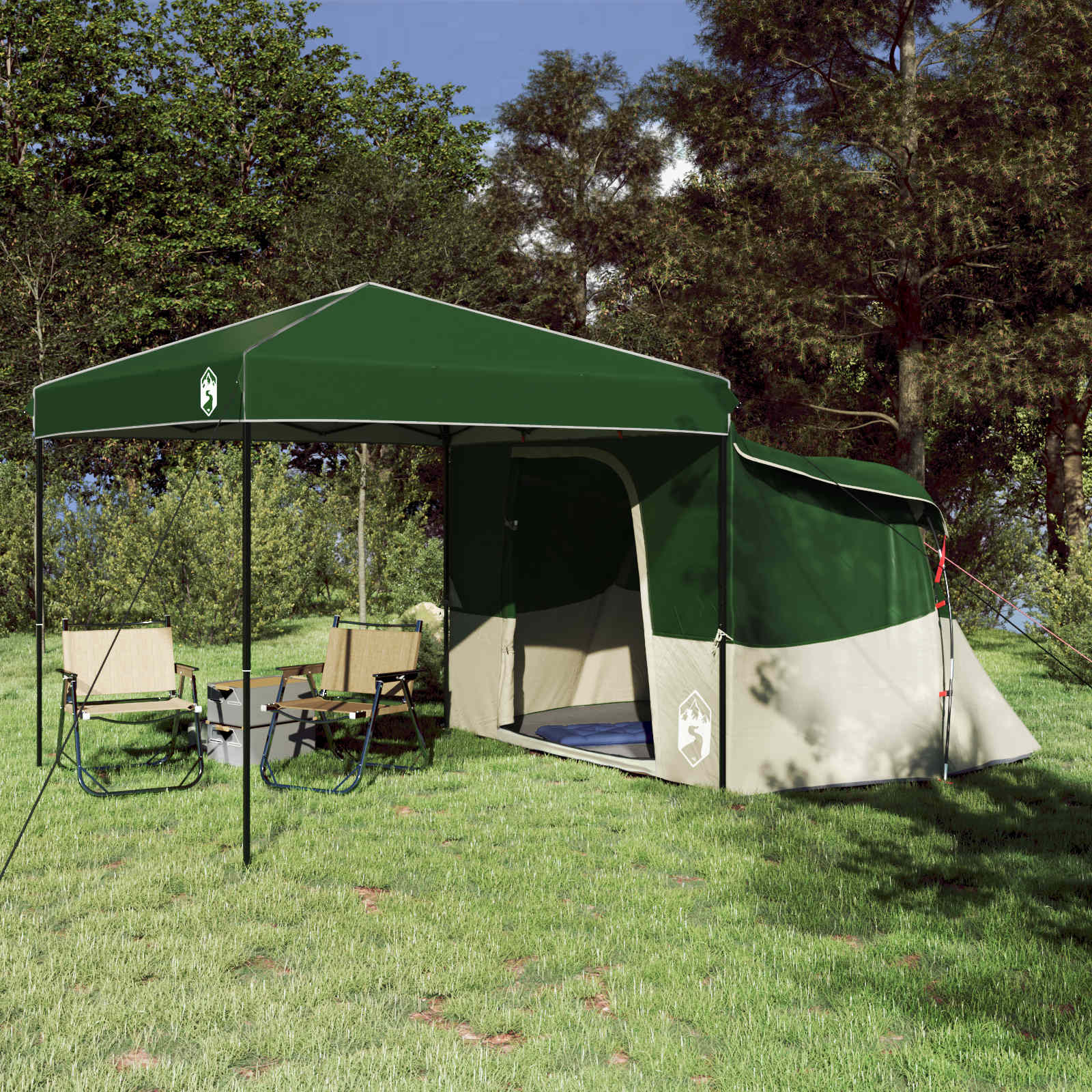 Set Di Tende Da Campeggio 2 Pcs Verde Taffeta E Tessuto
