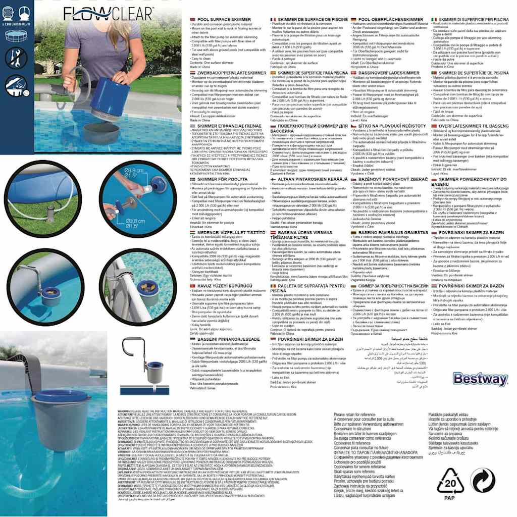 Bestway Skimmer Per Piscine Flowclear 58233