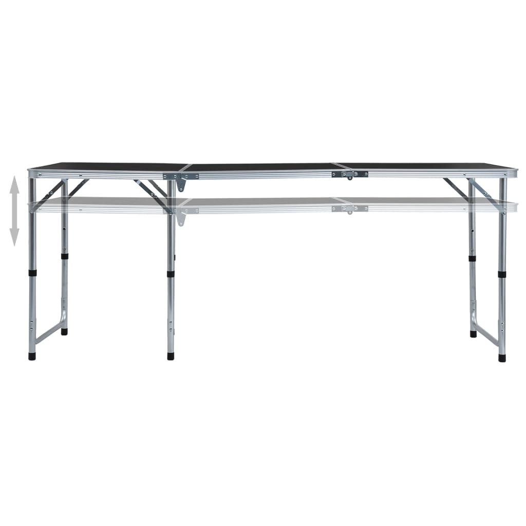 Tavolo Da Campeggio Pieghevole In Alluminio Grigio 180x60 cm
