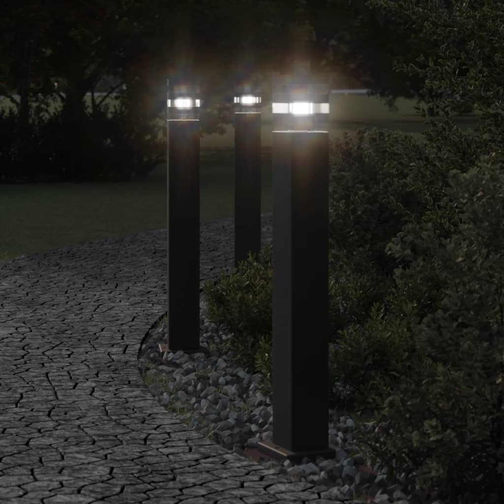 Lampade Da Terra Per Esterni 3pz Nere 80 Cm In Alluminio