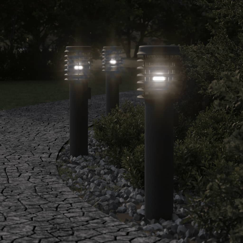 Lampada Da Terra Per Esterni Con Presa Nera 60 Cm Acciaio