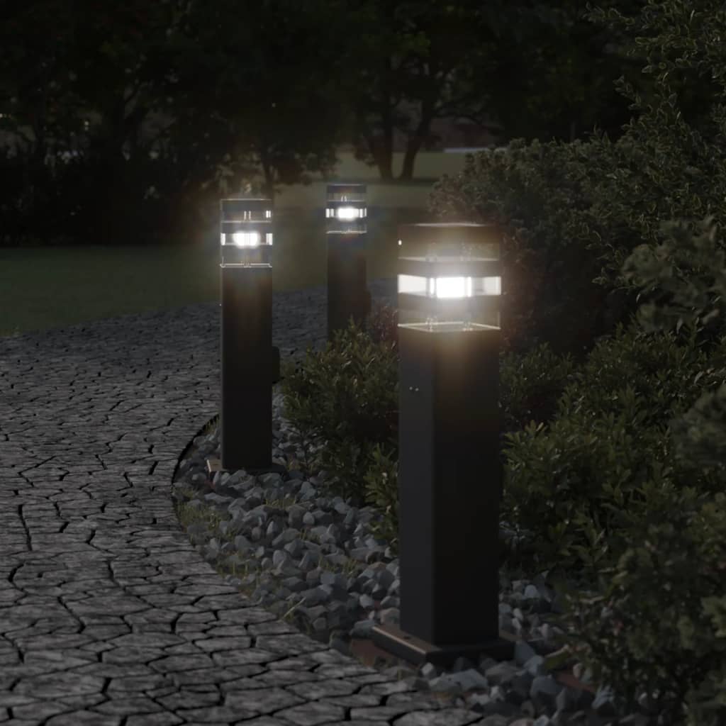 Lampada Da Terra Per Esterni Con Presa Nera 50 Cm Alluminio