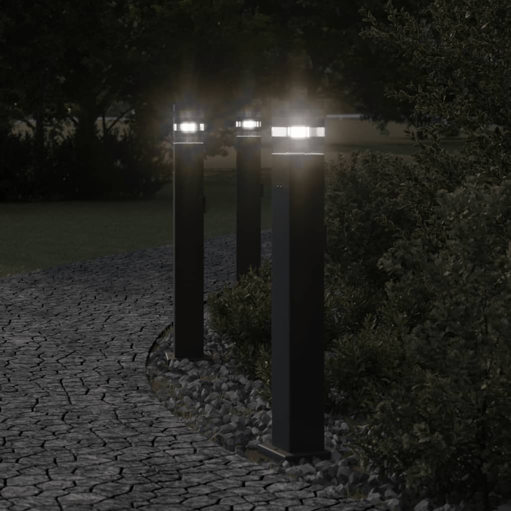 Lampade Da Terra Per Esterni Con Presa 3pz Nere 80 Cm Alluminio