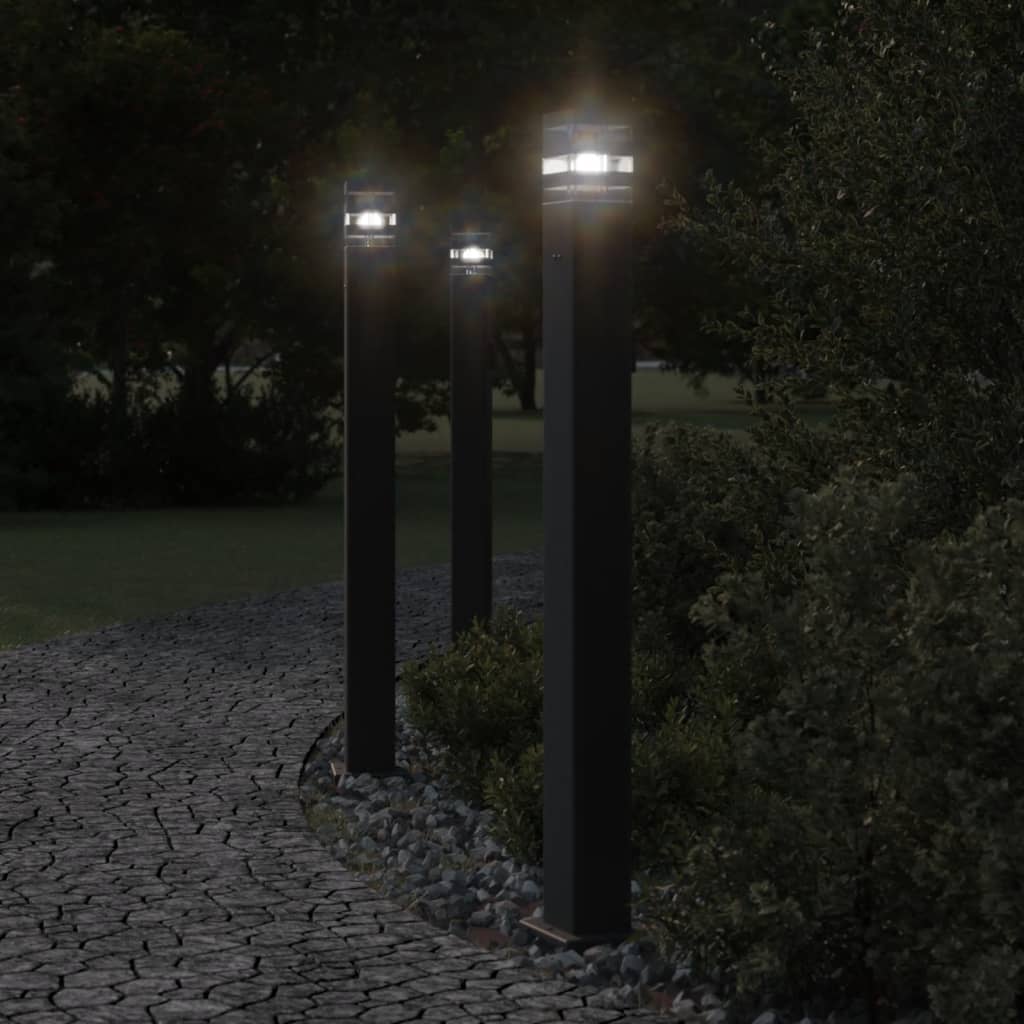 Lampada Da Terra Per Esterni Con Presa Nera 110 Cm Alluminio