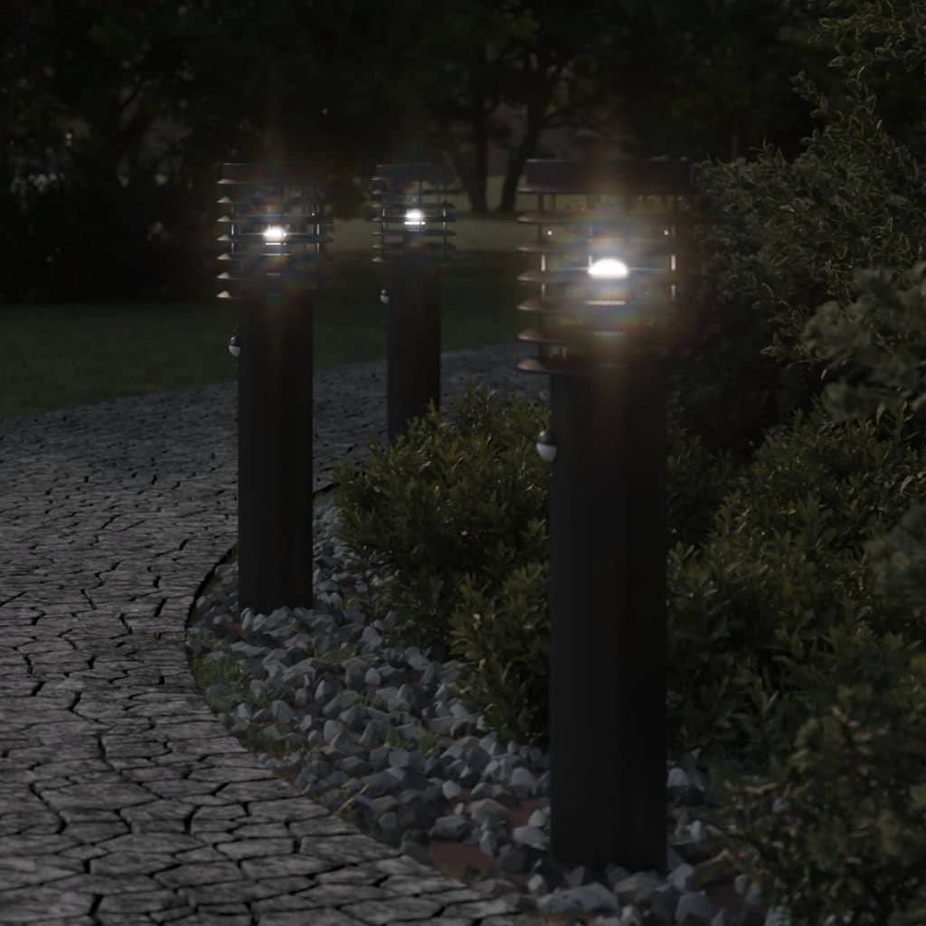 Lampada Da Terra Per Esterni Sensore Nera 60 Cm In Acciaio