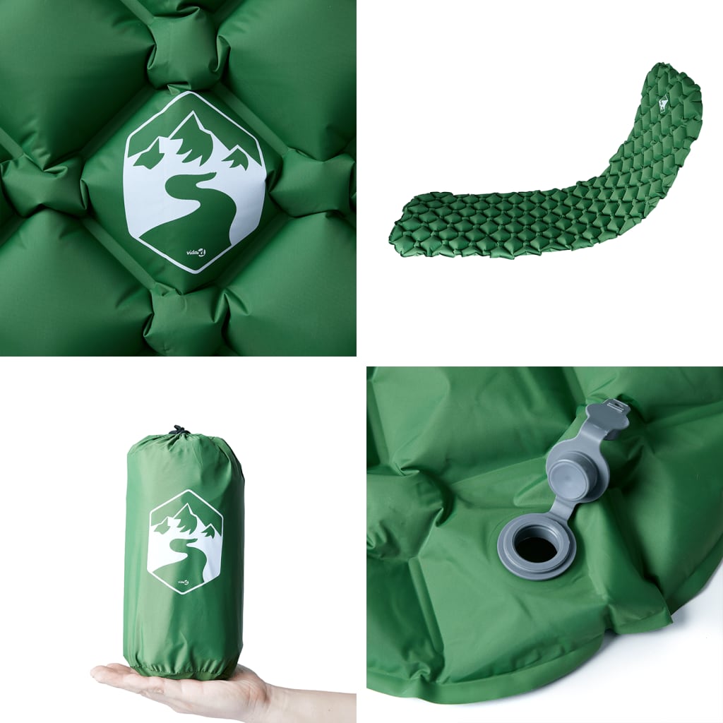 Materasso Da Campeggio Gonfiabile 1 Persona Verde 190x58x6 cm - Image 4