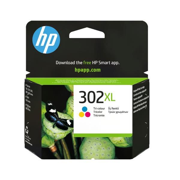 HP Cartuccia originale inchiostro tricromia ad alta capacità 302XL (HP 302XL - 8 ml - Alta resa - colore [ciano, magenta, giallo] - originale - cartuccia d'inchiostro - per Deskjet 1110, 21XX, 36XX,
