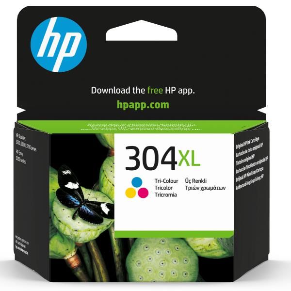 HP Cartuccia inchiostro originale tricromia 304XL (HP 304XL - Alta resa - colore [ciano, magenta, giallo] - originale - cartuccia d'inchiostro - per AMP 130, Deskjet 26XX, 37XX, ENVY 50XX)