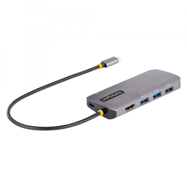 StarTech.com Adattatore USB C Multiporta, Video HDMI 4K 60Hz, Hub USB 3.2 a 3 porte USB-A 5Gbps , 100W Power Delivery Pass-Through, GbE, Cavo integrato da 30cm, Docking Station per laptop /Mini Dock