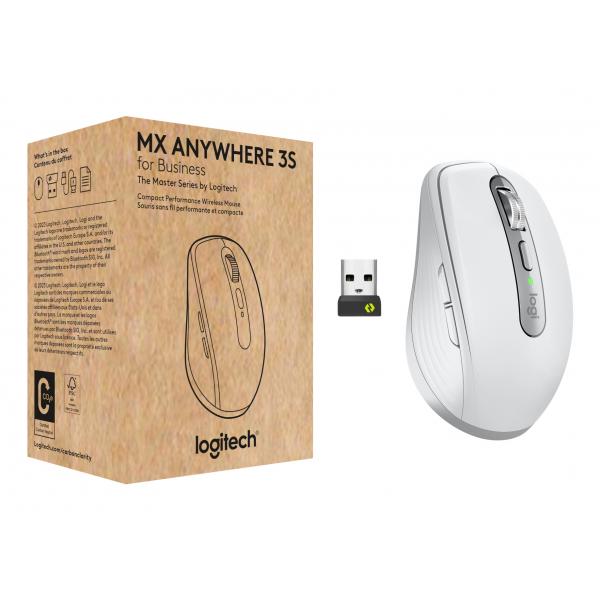 Logitech MX Anywhere 3S for Business mouse Ufficio Mano destra RF senza fili + Bluetooth Laser 8000 DPI (MX ANYWHERE 3S FOR BUSINESS - - PALE GREY - EMEA28-935)