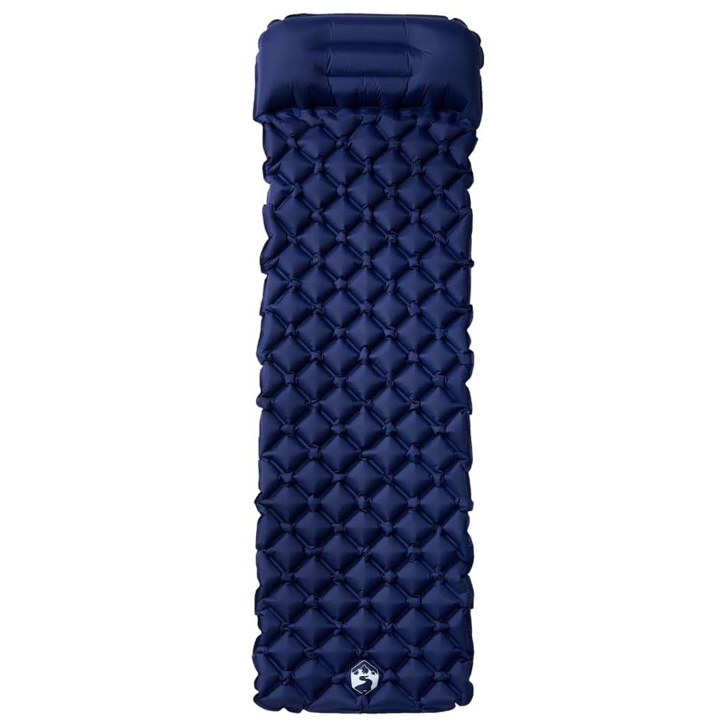 Materasso Campeggio Gonfiabile Con Cuscino 1 Persona Blu Marino