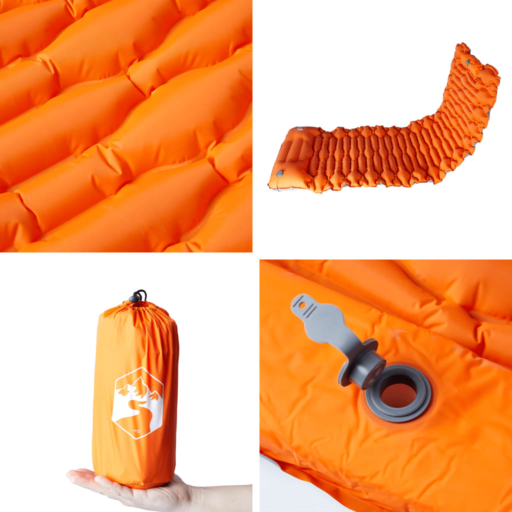 Materasso Campeggio Autogonfiabile Cuscini 1 Persona Arancio - Image 4