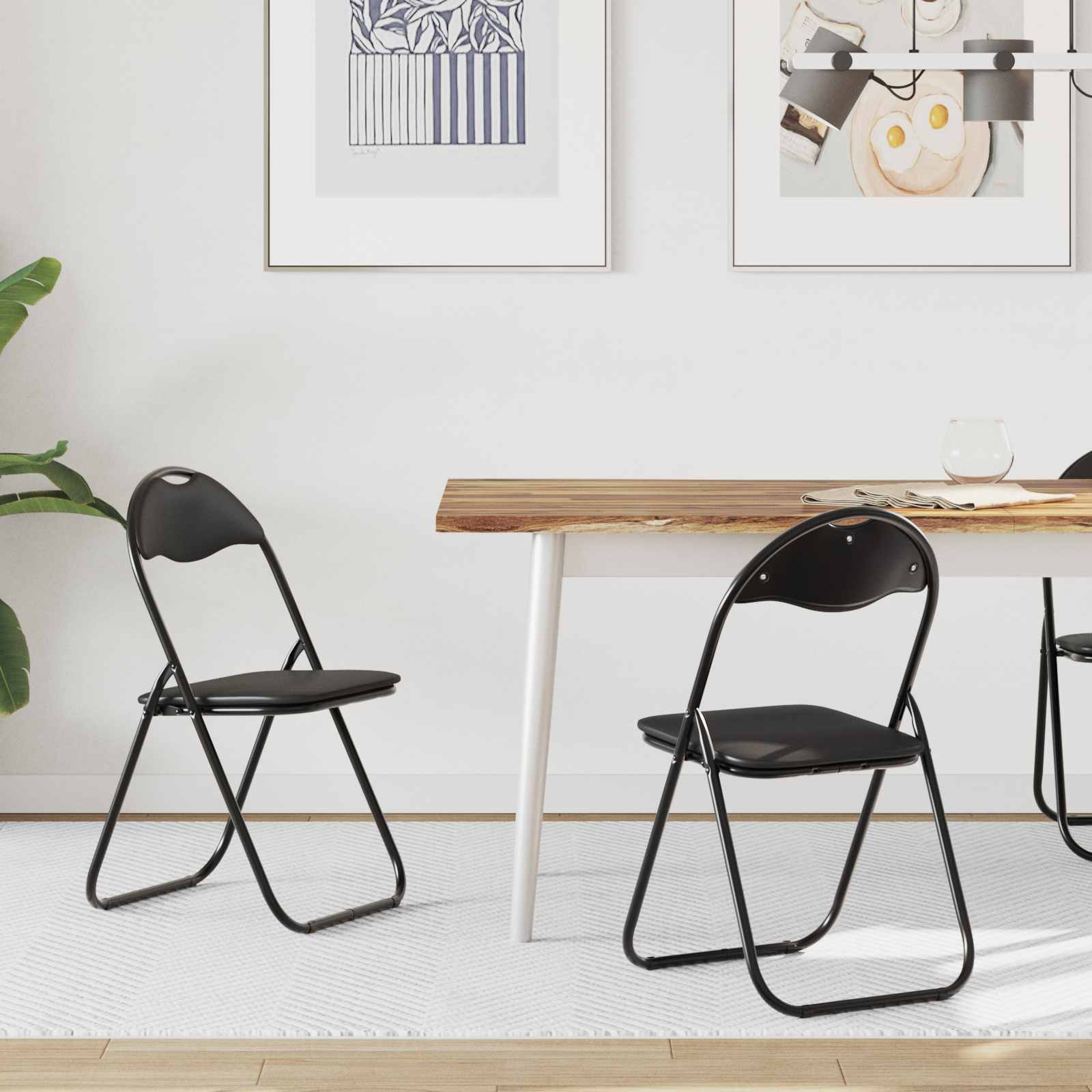 Sedia Pieghevole 2 Pcs Nero 48 X 43,5 X 81 Cm Pelle Sintetica