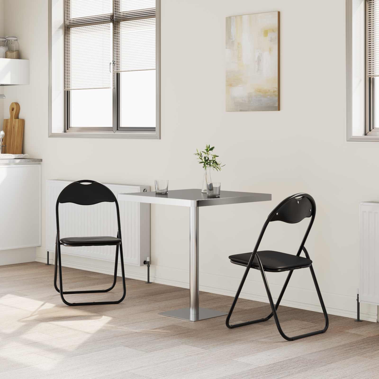 Sedia Pieghevole 2 Pcs Nero 48 X 43,5 X 81 Cm Pelle Sintetica - Image 3