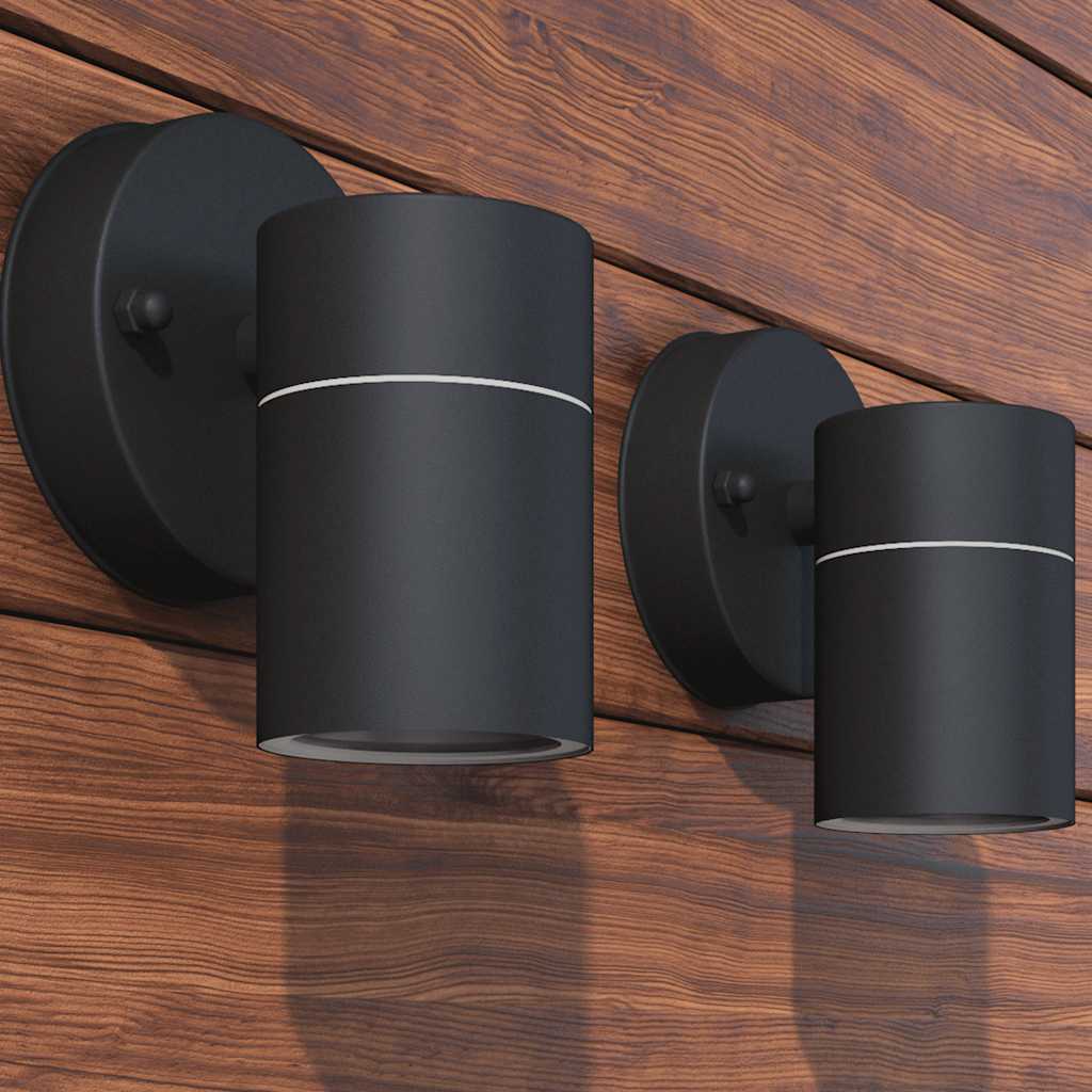 Lampada Led Da Parete 2 Pz Acciaio Inox Proiezione Basso