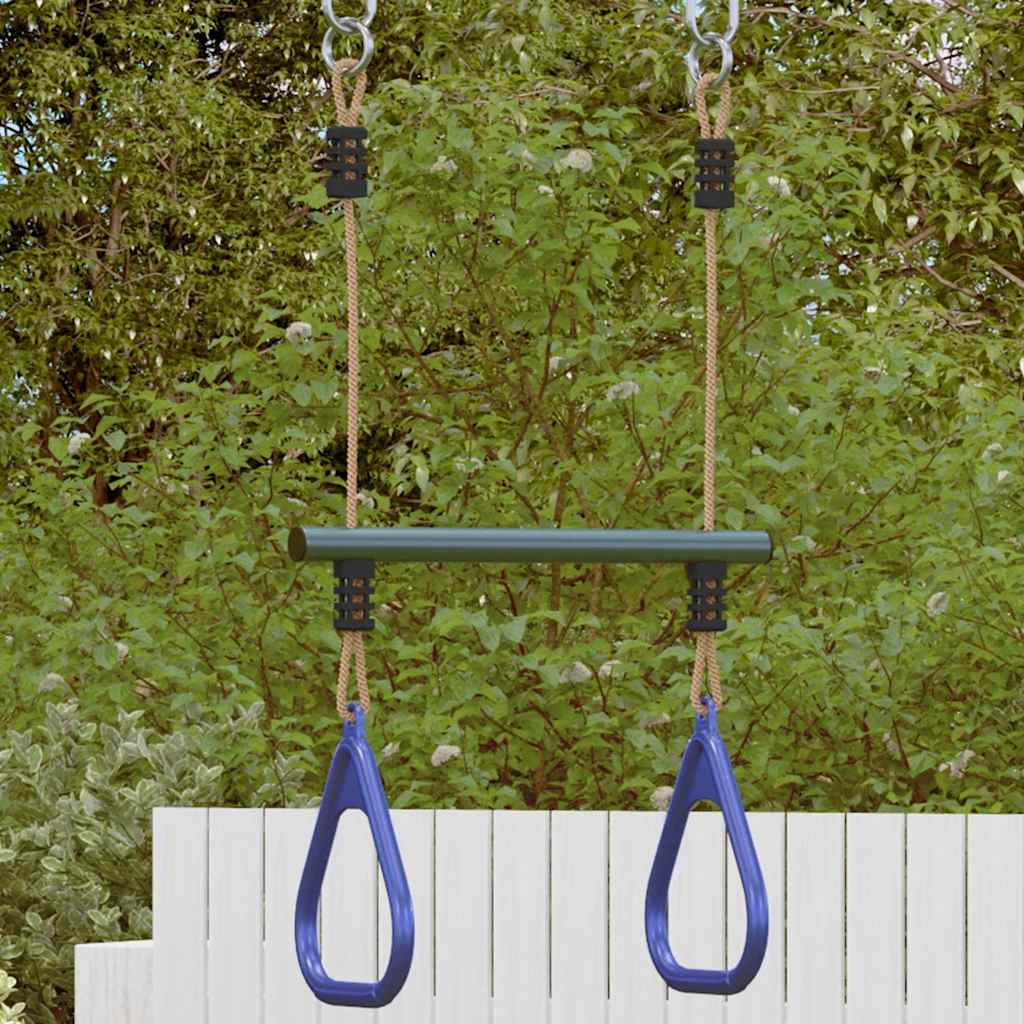 Barra Trapezio Con Anelli Per Bambini Blu E Verde In Acciaio