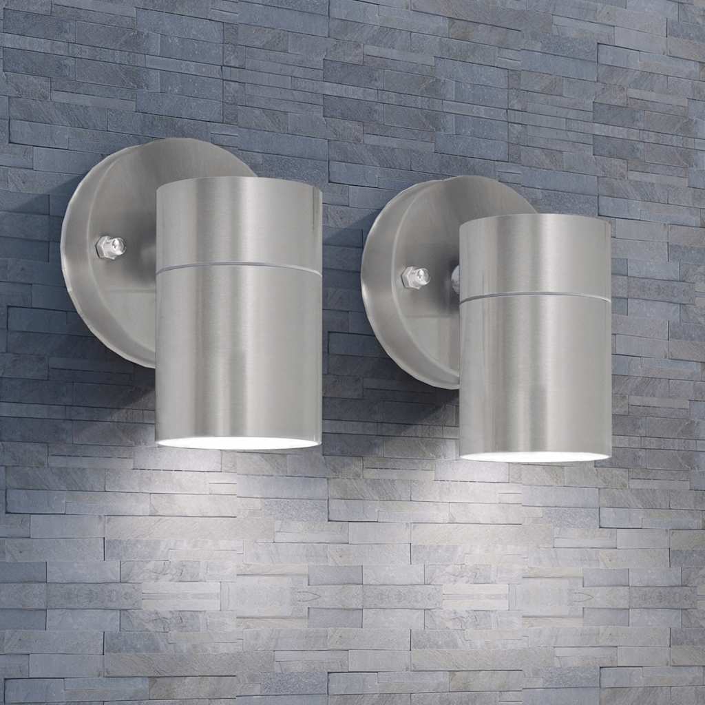 Lampada Led Da Parete 2 Pz Acciaio Inox Proiezione Basso