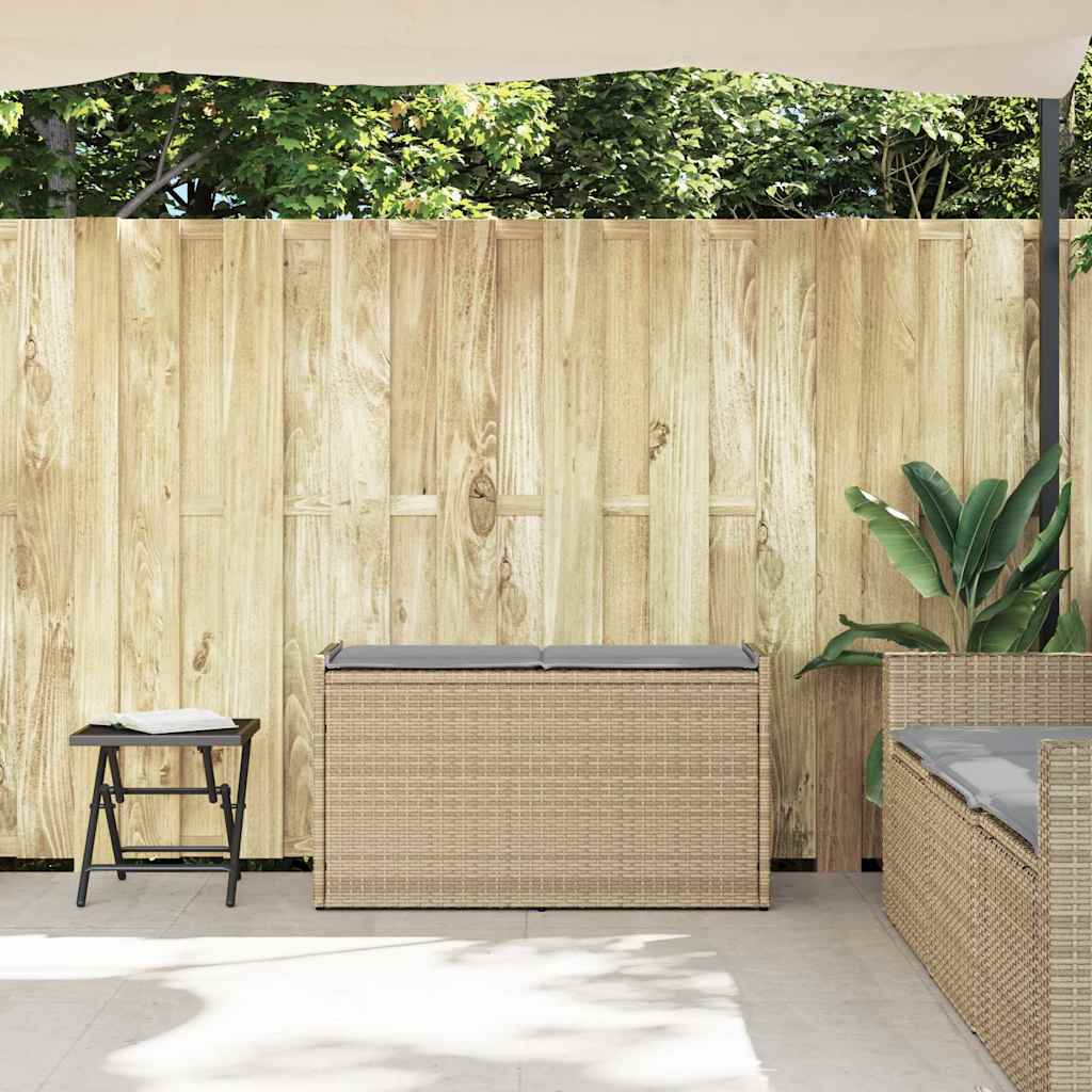 Cassapanca Da Esterno Con Cuscino Beige 100 Cm In Polyrattan - Image 3