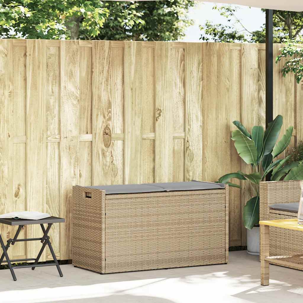 Cassapanca Da Esterno Con Cuscino Beige 100 Cm In Polyrattan