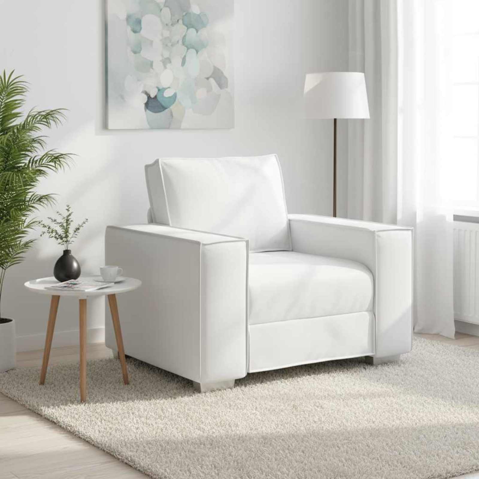 Poltrona Sofa Bianco 100 Cm Pelle Sintetica