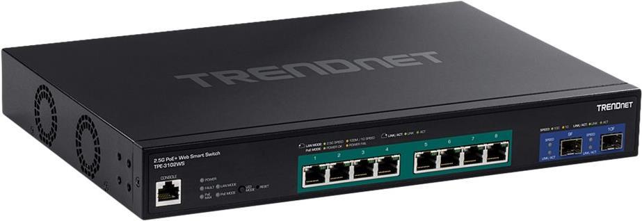 Trendnet Tpe 3102ws - Switch - L3 - Smart - 8 X 100/1000/2.5g (poe+) + 2 X 10 Gigabit Sfp+ - An Rack Montierbar - Poe+ (240 W) - TaA-Konform